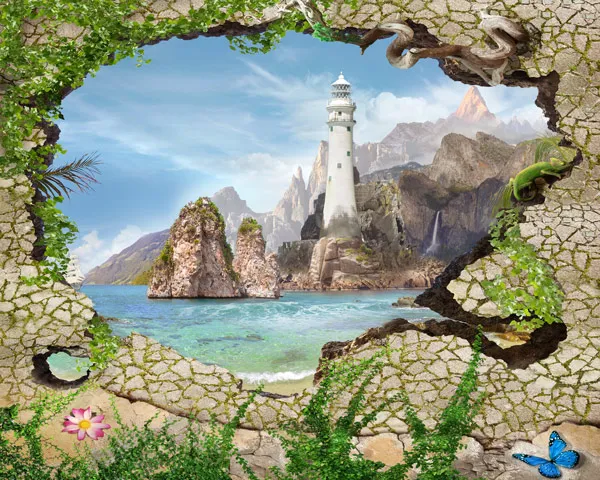 מדבקת טפט - חור בקיר ים