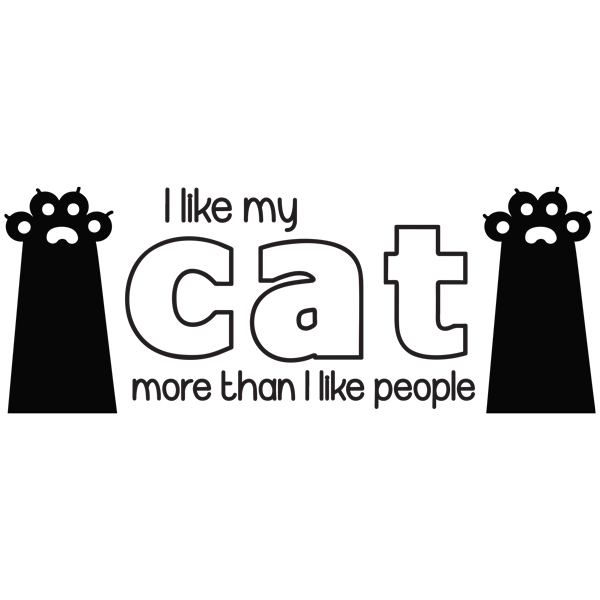 מדבקת קיר - אני אוהבת חתולים יותר מאנשים