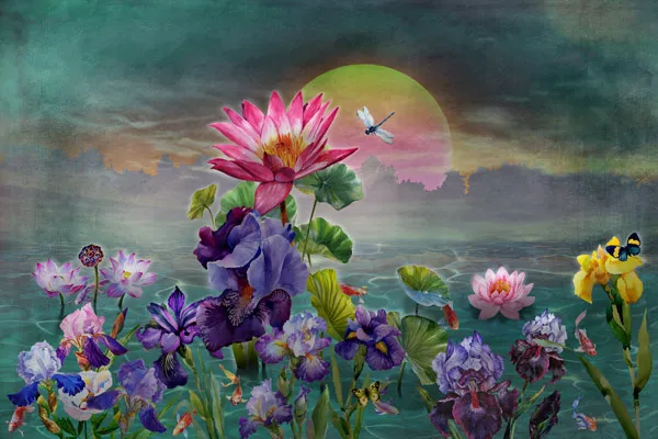 טפט - עיצוב פרחים צבעוניים