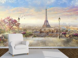 מדבקת טפט | מרפסת עם נוף לפריז