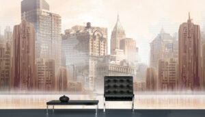 מדבקת טפט | עיר בגוונים חום