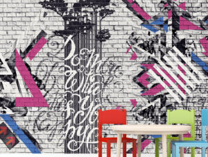 מדבקת טפט | גרפיטי כחול ורוד