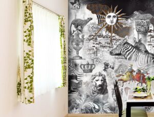 מדבקת טפט | עיצוב מגניב שחור לבן