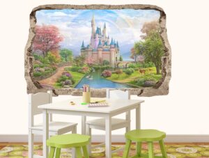 מדבקת קיר | חור בקיר וטירה מלכותית