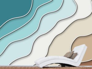 מדבקת טפט | עיצוב גלים בגווני ים