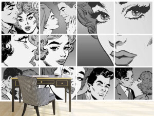 מדבקת טפט | קומיקס מגניב שחור לבן