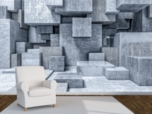 מדבקת טפט | קוביות בטון תלת מימדיות