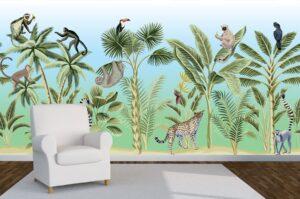 מדבקת טפט | חיות בג'ונגל טרופי