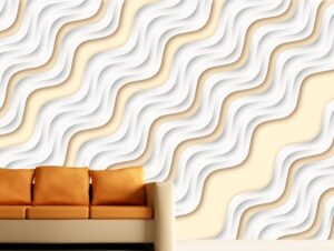 מדבקת טפט | כלים לבנים ורקע כתום