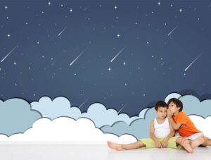 מדבקת טפט | עננים וכוכבים נופלים