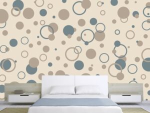 מדבקת טפט | עיגולים מעוצבים כחול וחום