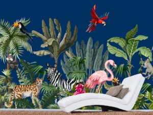 מדבקת טפט | חיות בג'ונגל - רקע כהה