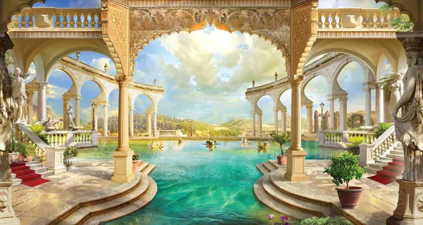 מדבקת טפט | בריכה יפיפה ומפוארת