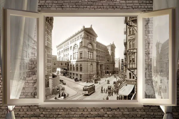 מדבקת טפט | חלון גדול ונוף לעיר