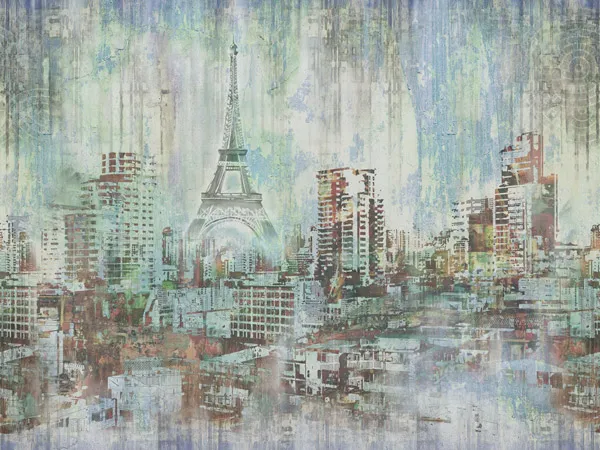 מדבקת טפט | פריז בעיצוב מיושן