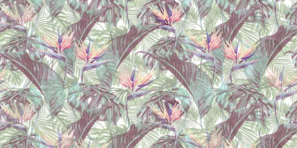 מדבקת טפט | פרחים כתומים ועלים ירוקים