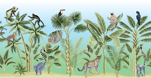 מדבקת טפט | חיות בג'ונגל טרופי