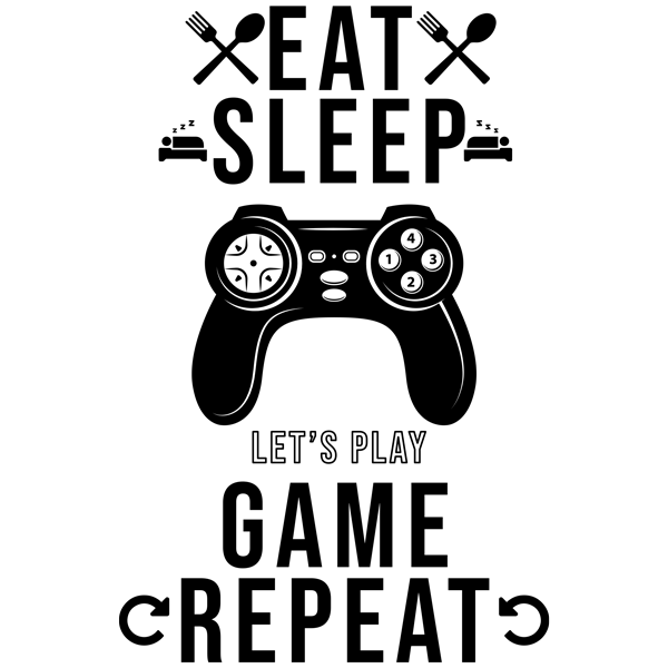 מדבקת קיר | תאכל תישן תשחק חזור