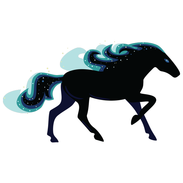 מדבקת קיר | סוס שחור נוצץ