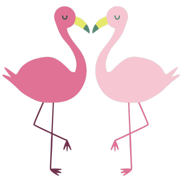 מדבקת קיר | זוג פלמינגו ורודים