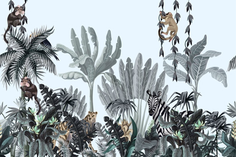 מדבקת טפט | חיות בג'ונגל מעוצב