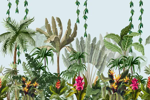 מדבקת טפט | יער צבעוני מאוייר