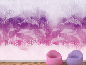 טפט - איור דולפינים ורודים