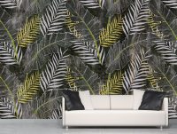 טפט - עלים מעוצבים בגווי צהוב שחור