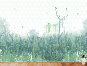 טפט - איור יפיפה אייל ביער ירוק