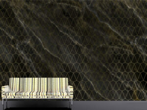 טפט - שיש מעוצב שחור צהוב וצורות עדינות