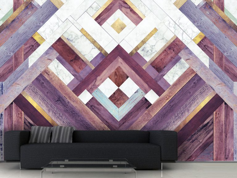 טפט - צורות שיש ועף לבן סגול