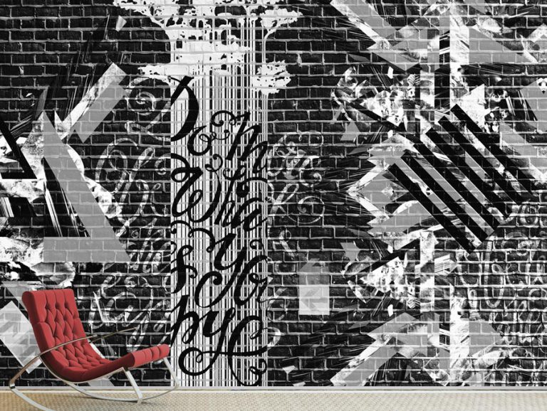 טפט - גרפיטי מעוצב שחור לבן