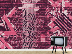 טפט - גרפיטי מעוצב בגווני ורוד