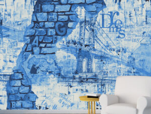 טפט - קיר גרפיטי עתיק כחול