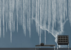 טפט - עץ מאוייר יפיפה בגווני אפור כחלחל