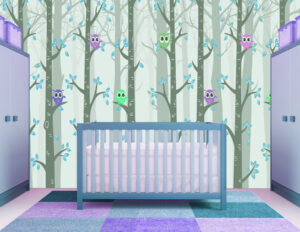 טפט - ינשופים קטנים ומתוקים ביער ירוק