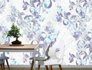 טפט - צורות ופרחים עדינים בגווני כחול