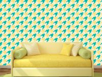 טפט - עיצוב צורות בגווני ירוק צהוב