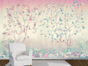 טפט - עיצוב עדין של עצים ופרחים