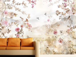 טפט - ציפורים ושושנים