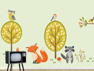 סט מדבקות - שועל ורקון ביער צבעוני
