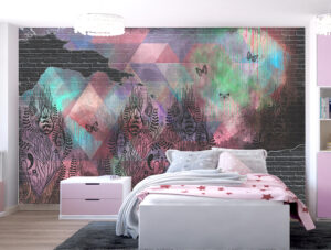 טפט - גרפיטי סדוק מעוצב שחור ורוד