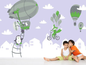 טפט - חיות מתוקות מעופפות בשמים סגולים