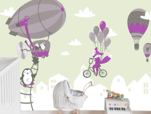 טפט - חיות מתוקות מעופפות בשמים ירוקים