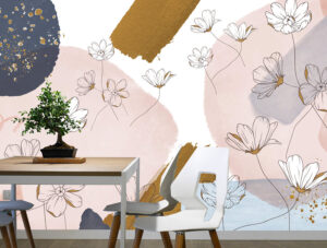 טפט - עיצוב פרחים וכתמי צבעים