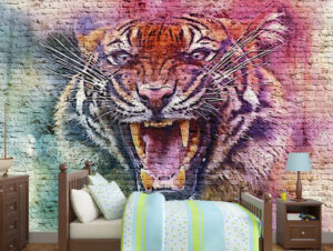 טפט - גרפיטי טיגריס צבעוני