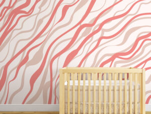 טפט - פסים מסולסלים בגווני אדום בהיר