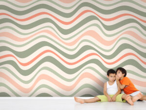 טפט - פסי גלים ירוק אדום