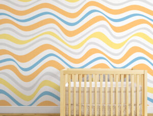 טפט - פסי גלים כחול צהוב
