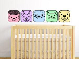 סט מדבקות - חיות צבעוניות